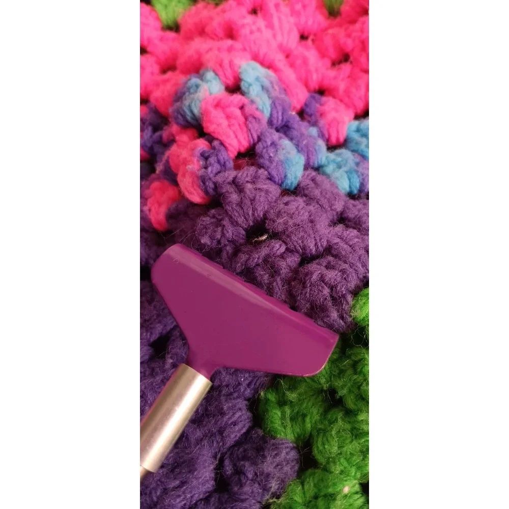 Crochet  granny square afghan blanket sofa throw 44 X 44 Neon Rainbow